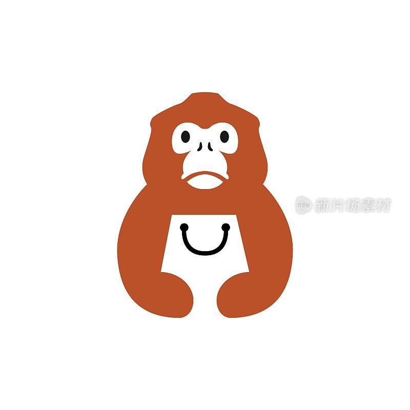 golden snub nosed monkey shop shopping bag vector icon illustration
